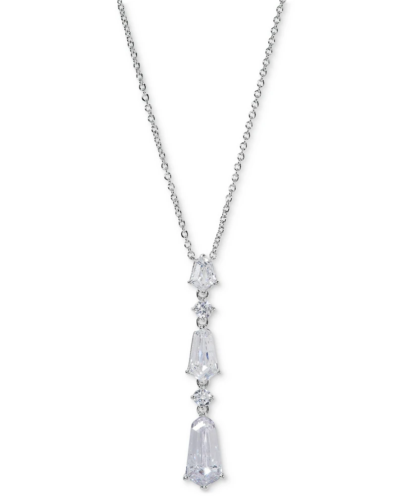 Eliot Danori Silver-Tone Cubic Zirconia Lariat Necklace, 16" + 2" extender, Exclusively at Macy's