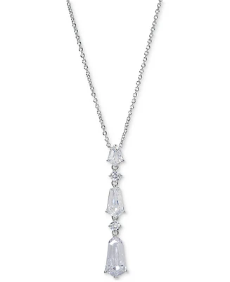 Eliot Danori Silver-Tone Cubic Zirconia Lariat Necklace, 16" + 2" extender, Exclusively at Macy's