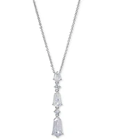 Eliot Danori Silver-Tone Cubic Zirconia Lariat Necklace, 16" + 2" extender, Exclusively at Macy's
