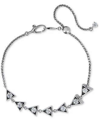 Eliot Danori Silver-Tone Cubic Zirconia Triangle Slider Bracelet, Exclusively at Macy's