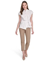 Tommy Hilfiger Women's Striped Side-Tie Cap-Sleeve Blouse
