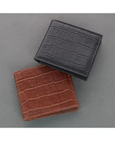Trafalgar Men's Esteban Croco Embossed Leather 8 Slot Bi-Fold Wallet