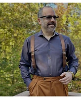 Trafalgar Men's Dutton Solid Color Silk Button End Suspenders