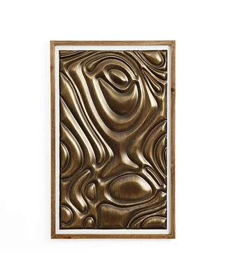 LuxenHome Gold Metal Abstract Wood Framed 20"W x 32" H Wall Decor