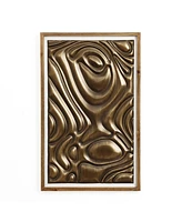 LuxenHome Gold Metal Abstract Wood Framed 20"W x 32" H Wall Decor