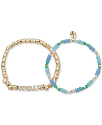 Clueless Gold-Tone 2-Pc. Set Totally Mixed Bead Stretch Bracelets