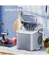 Zafro Ice Maker Countertop, 26Lbs/24H, 2 Sizes Bullet Ice Cubes with Handle, 9 Cubes in 6 Mins, Portable Ice Machine with Self-Cleaning, for Office/Do