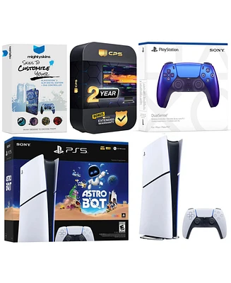 Sony PlayStation 5 Slim Digital PS5 Astro Bot Bundle with Extra Volcanic Red Controller, MightySkins Voucher and 2 Year Extended Warranty
