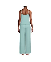 Lands' End Women's Pointelle 2 Piece Pajama Set - Cami and Wide Leg Pants