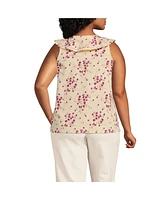 Lands' End Plus V Neck Cascade Ruffle Top