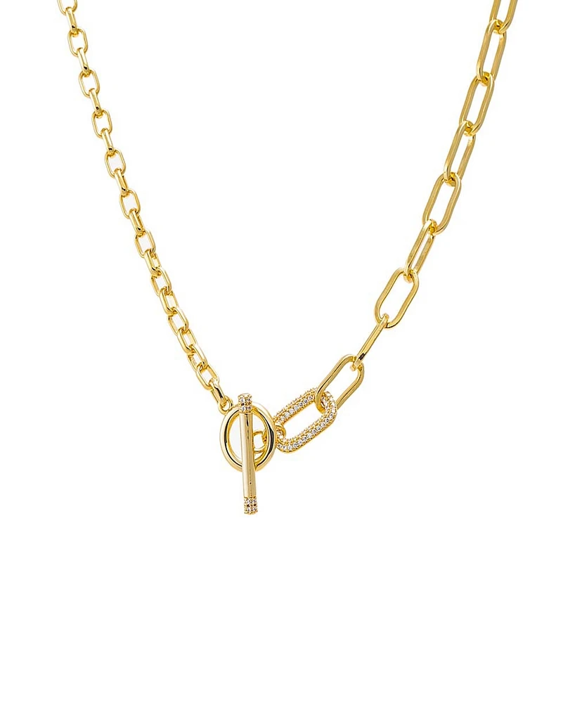 By Adina Eden Pave Accented Toggle Multi Chain Necklace
