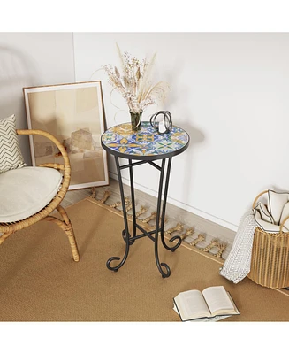 Patio Side Table,Colorful+Black