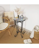 Patio Side Table,Colorful+Black