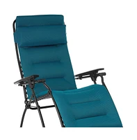 Foldable Steel Frame Zero Gravity Chair with Cushion for Outdoor Lounging