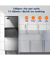 Zafro Commercial Ice Maker, 352lbs/24H production, 198lbs ice bin, 22.5" air-cooled stainless steel design. Ideal for restaurants, bars, cafes, labs,