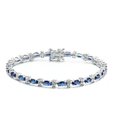 Sterling Silver White Gold Plated Colored Marquise Cubic Zirconia Tennis Bracelet