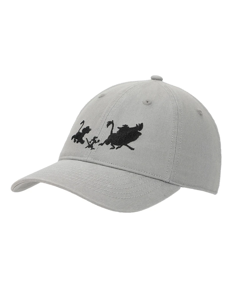 Disney Men's Lion King Simba Timon & Pumba Silhouettes Gray Unstructured Baseball Cap