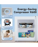 Zafro 1.1 Cu. Ft. Small Upright Freezer – This compact mini freezer features removable shelves, an adjustable thermostat, and a reversible door