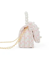 Tiny Treats + Zomi Gems Girls Tweed Jumbo Pearl Bow Handbag, Pink