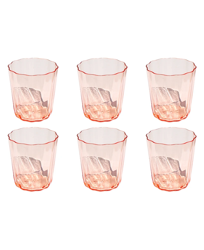 TarHong Simple Scallop Goblet Glasses, Set of 6