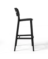 Stackable Polypropylene Resin Plastic Outdoor Patio Bar Stools (Set of 2)