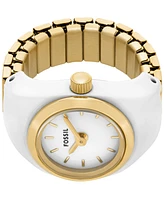 Fossil Women's Two-Hand Gold-Tone Stainless Steel Ring Watch, 15mm