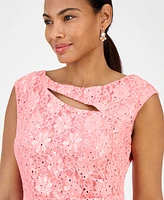 Connected Petite Lace Cutout Sleeveless Sheath Dress