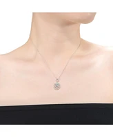 White Gold Plated with Double Halo Drop Solitaire Pendant Necklace