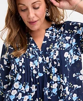 Style & Co Plus Morning Glories Pintuck Top, Exclusively at Macy's