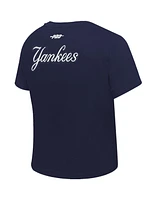 Pro Standard Women's Navy New York Yankees Game Day Classics Baby Doll Cropped T-Shirt