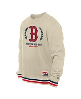 New Era Men's Cream Boston Red Sox Throwback Pullover Sweatshirt