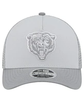 New Era Men's Gray Chicago Bears Domain A-Frame Trucker 9FORTY Adjustable Hat