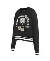 Pro Standard Women's Black Vegas Golden Knights Area Code Cropped Pullover Sweatshirt