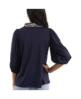 Smith & Quinn Women's Navy Michigan Wolverines Tailgate Collection Eliza Top