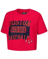 Pro Standard Women's Red Boston Sox Made To Play Boxy Cropped T-Shirt
