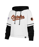 '47 Brand Women's White Baltimore Orioles Trifecta Shortstop Cropped Pullover Hoodie