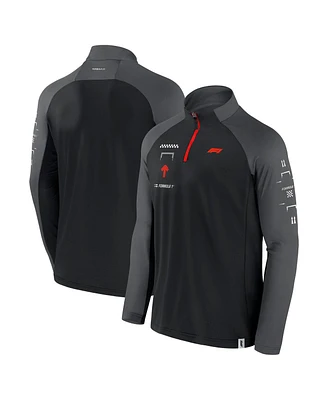 Formula 1 Men's Black/Graphite Tech Stacked Logo Raglan Quarter-Zip Pullover