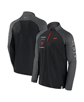 Formula 1 Men's Black/Graphite Tech Stacked Logo Raglan Quarter-Zip Pullover