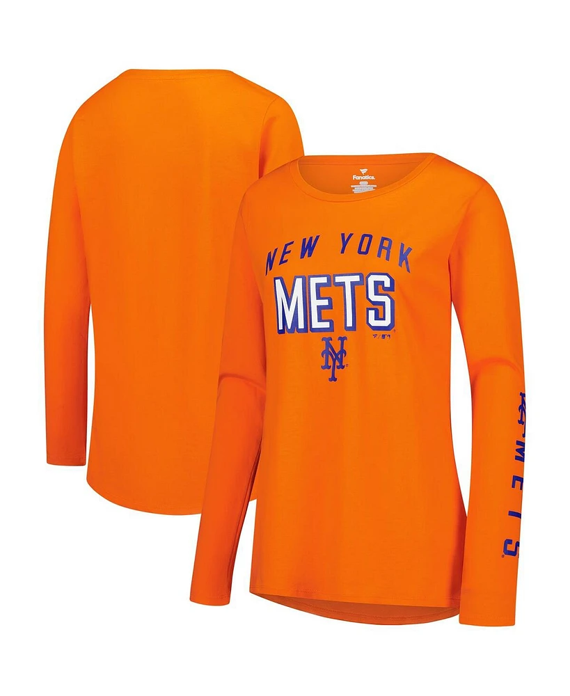 Fanatics Women's Orange New York Mets Team Long Sleeve T-Shirt
