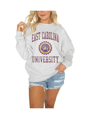 Gameday Couture Women's Gray Ecu Pirates Drop Shoulder Fleece Drop Pullover Sweatshirt