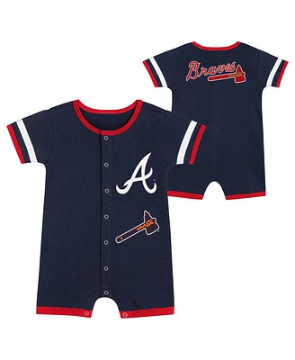 Outerstuff Baby Boys and Girls 2-Piece Navy Atlanta Braves Double Hit Coverall Set