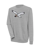 Antigua Men's Heather Gray Philadelphia Eagles Throwback Logo Victory Pullover Sweatshirt