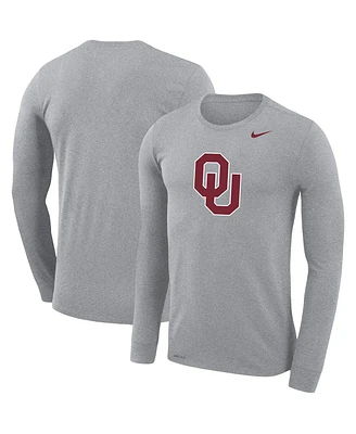 Nike Men's Heather Gray Oklahoma Sooners Legend Wordmark Performance Long Sleeve T-Shirt