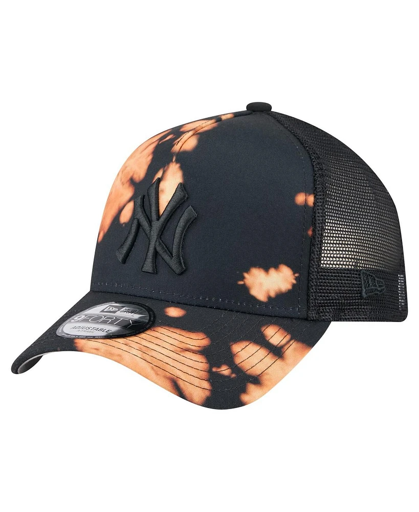 New Era Men's Black New York Yankees Bleached A-Frame 9FORTY Adjustable Hat
