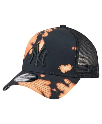 New Era Men's Black New York Yankees Bleached A-Frame 9FORTY Adjustable Hat