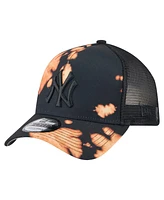 New Era Men's Black New York Yankees Bleached A-Frame 9FORTY Adjustable Hat