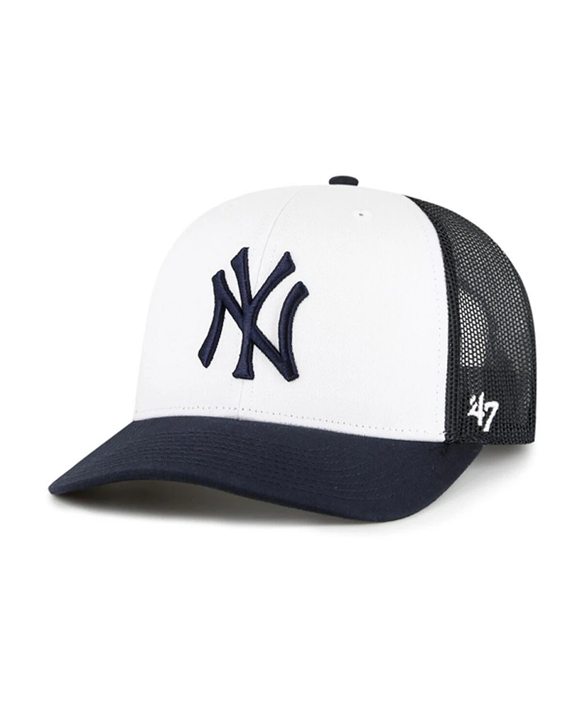 '47 Brand Men's White/Navy New York Yankees Freshman Trucker Adjustable Hat