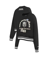 Pro Standard Women's Black Vegas Golden Knights Area Code Cropped Pullover Sweatshirt