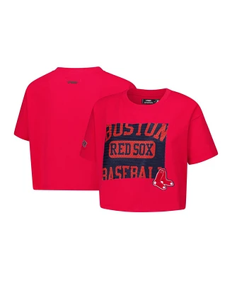 Pro Standard Women's Red Boston Sox Made To Play Boxy Cropped T-Shirt