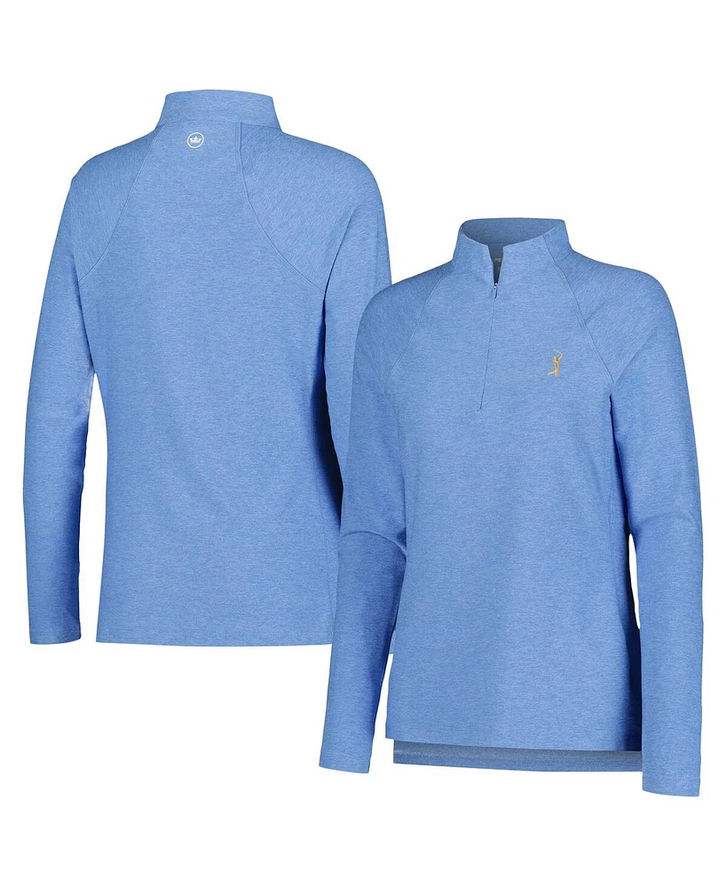 Peter Millar Women's Light Blue The Players Melange Raglan Perth Quarter-Zip Top